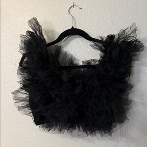 Elegant Black Ruffled Women's Top
